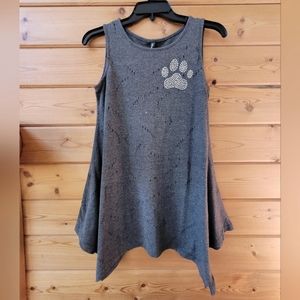 NWT Grey Soft Tank Dress/Top with Bling Paw Print 🐾